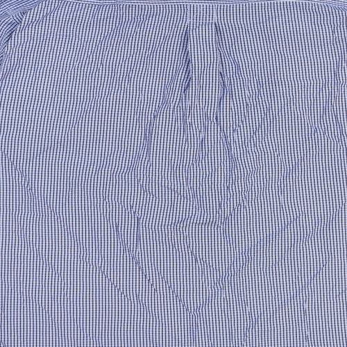 Cotton Traders Mens Blue Check Polyester Dress Shirt Size 3XL Collared