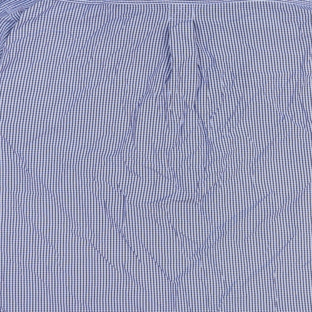 Cotton Traders Mens Blue Check Polyester Dress Shirt Size 3XL Collared