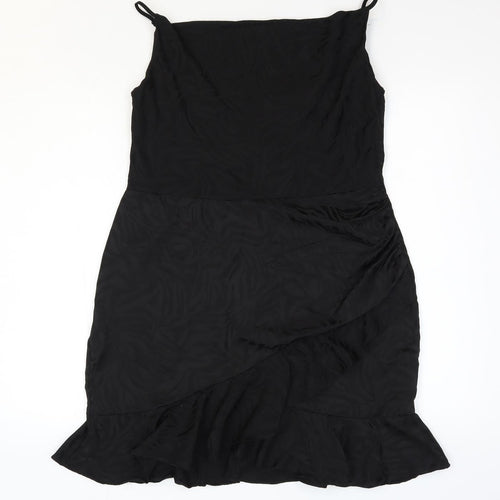 New Look Womens Black Polyester Pencil Dress Size 16 Boat Neck
