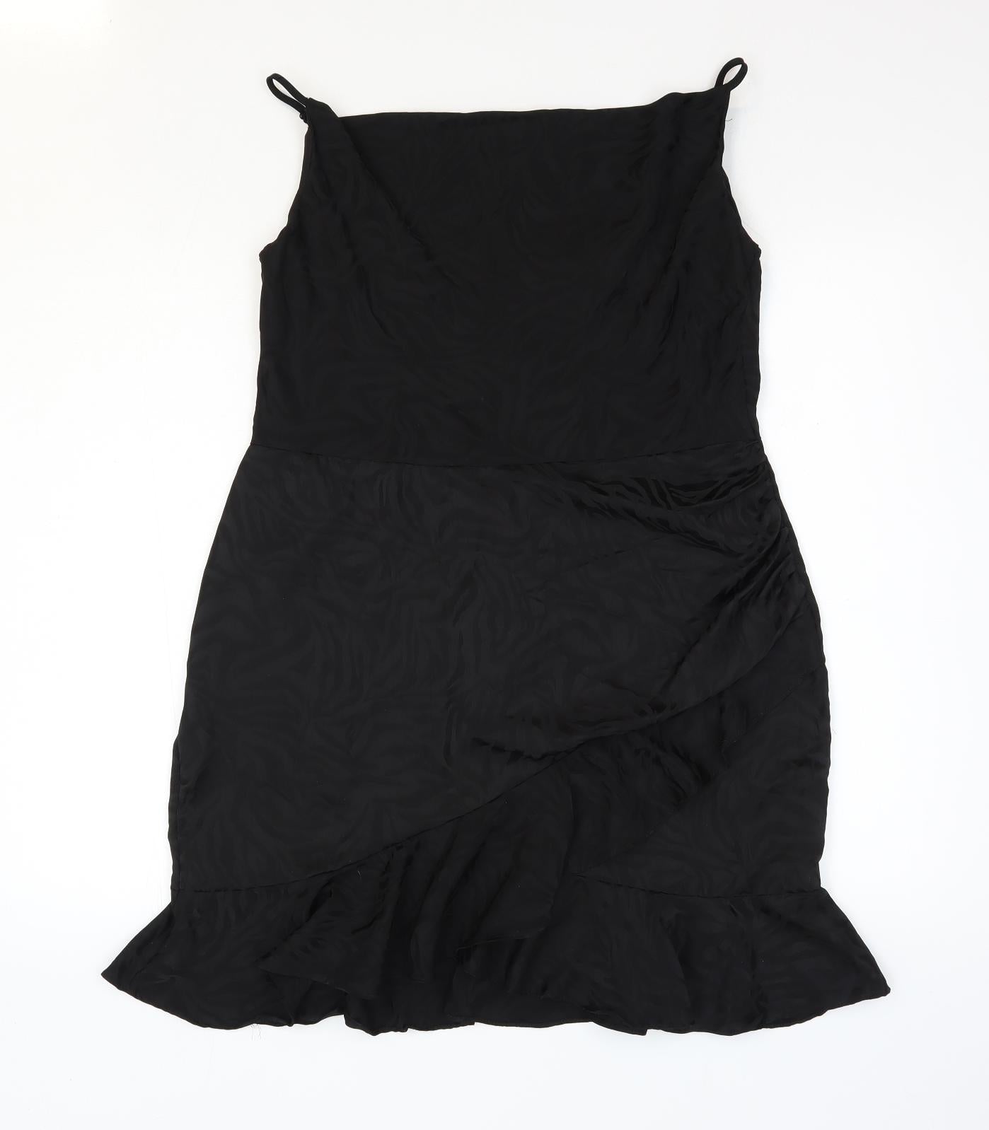 New Look Womens Black Polyester Pencil Dress Size 16 Boat Neck