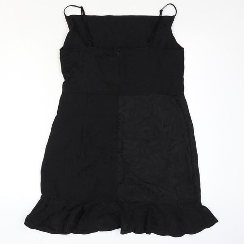 New Look Womens Black Polyester Pencil Dress Size 16 Boat Neck