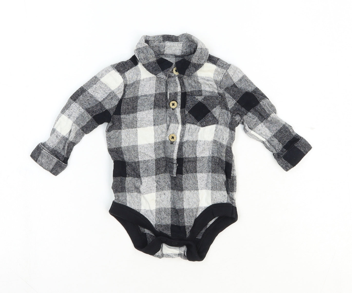 TU Boys Black Geometric 100% Cotton Unitard One-Piece Size 0-3 Months