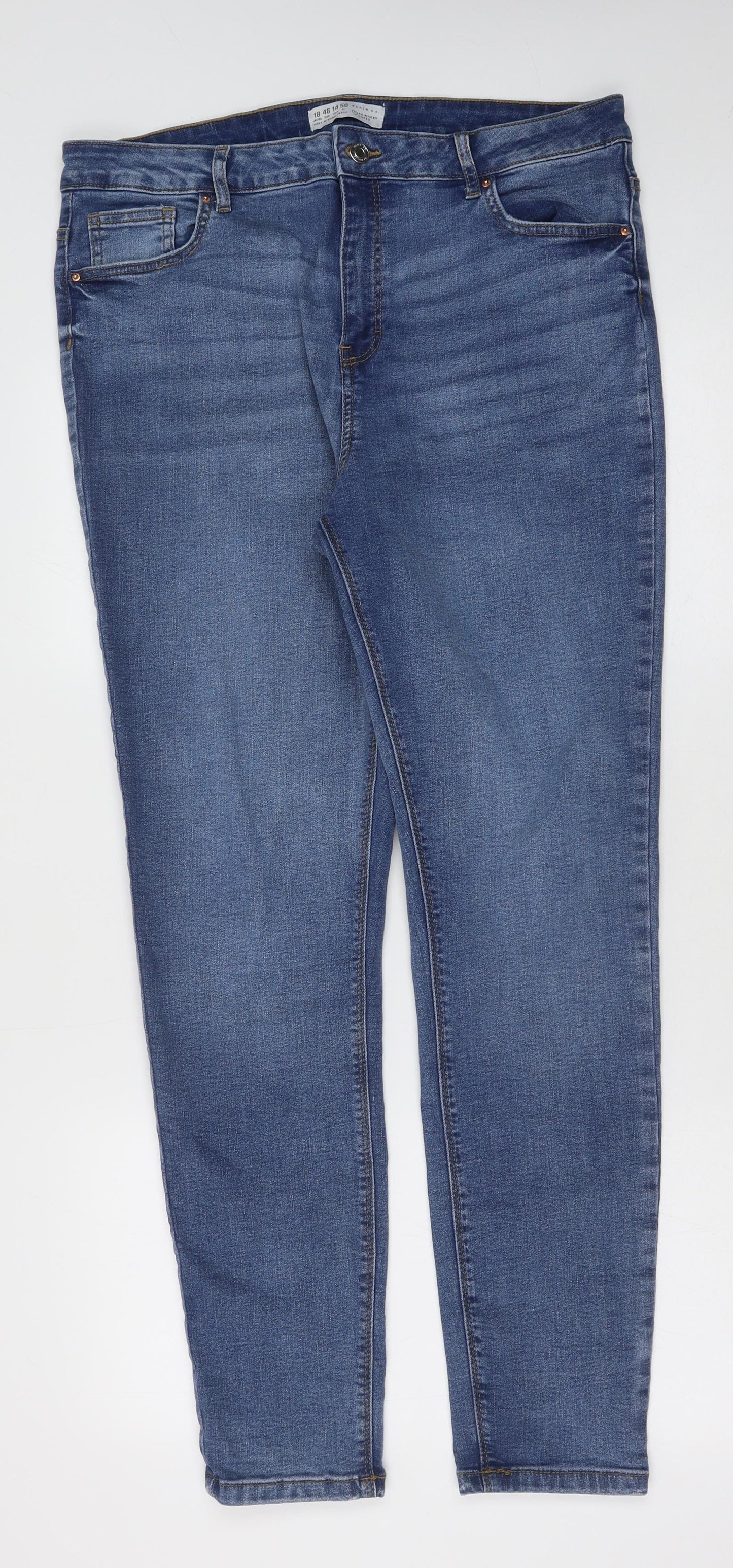 Denim & Co. Womens Blue Cotton Skinny Jeans Size 18 Regular Button