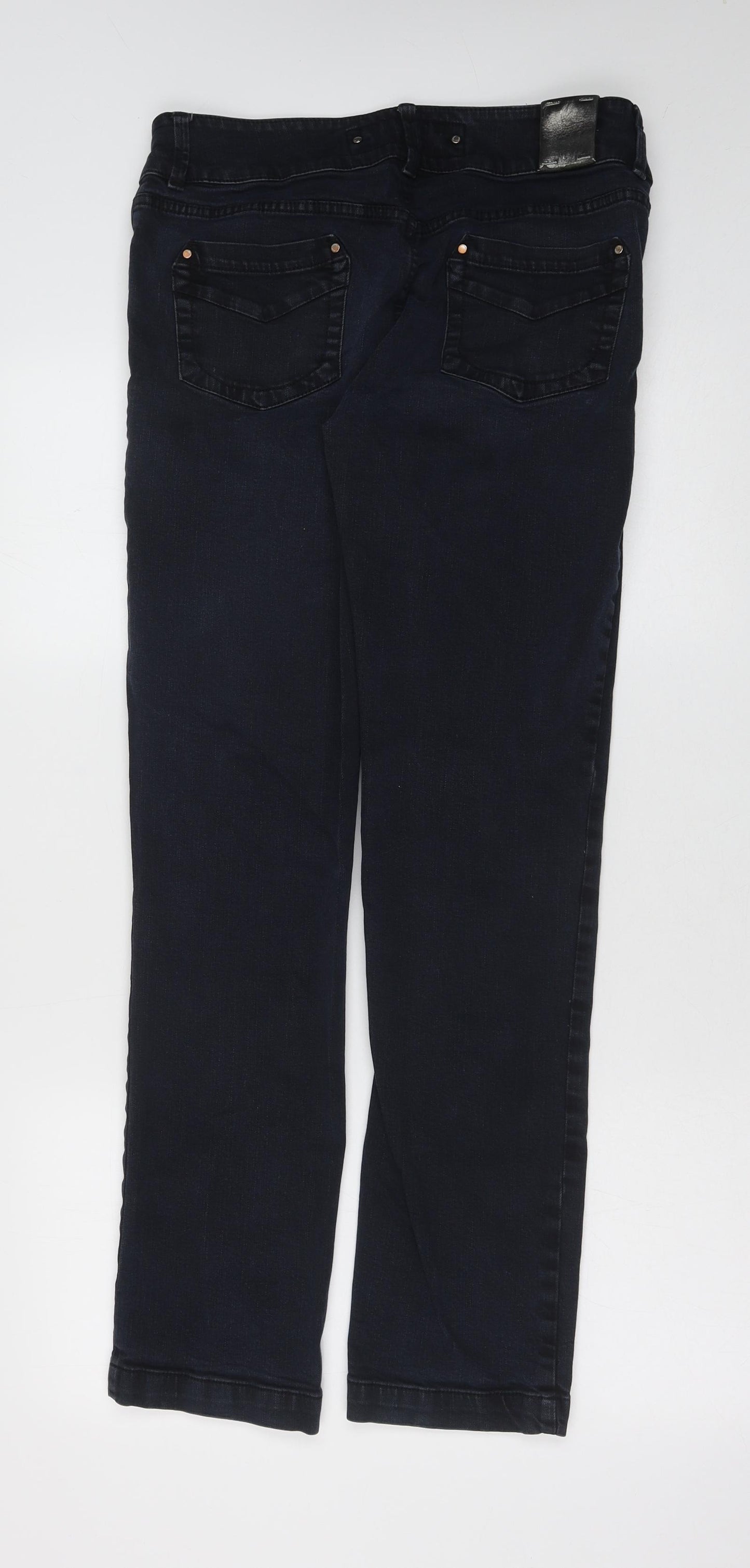 Karen Millen Womens Black Cotton Skinny Jeans Size 14 Regular Button