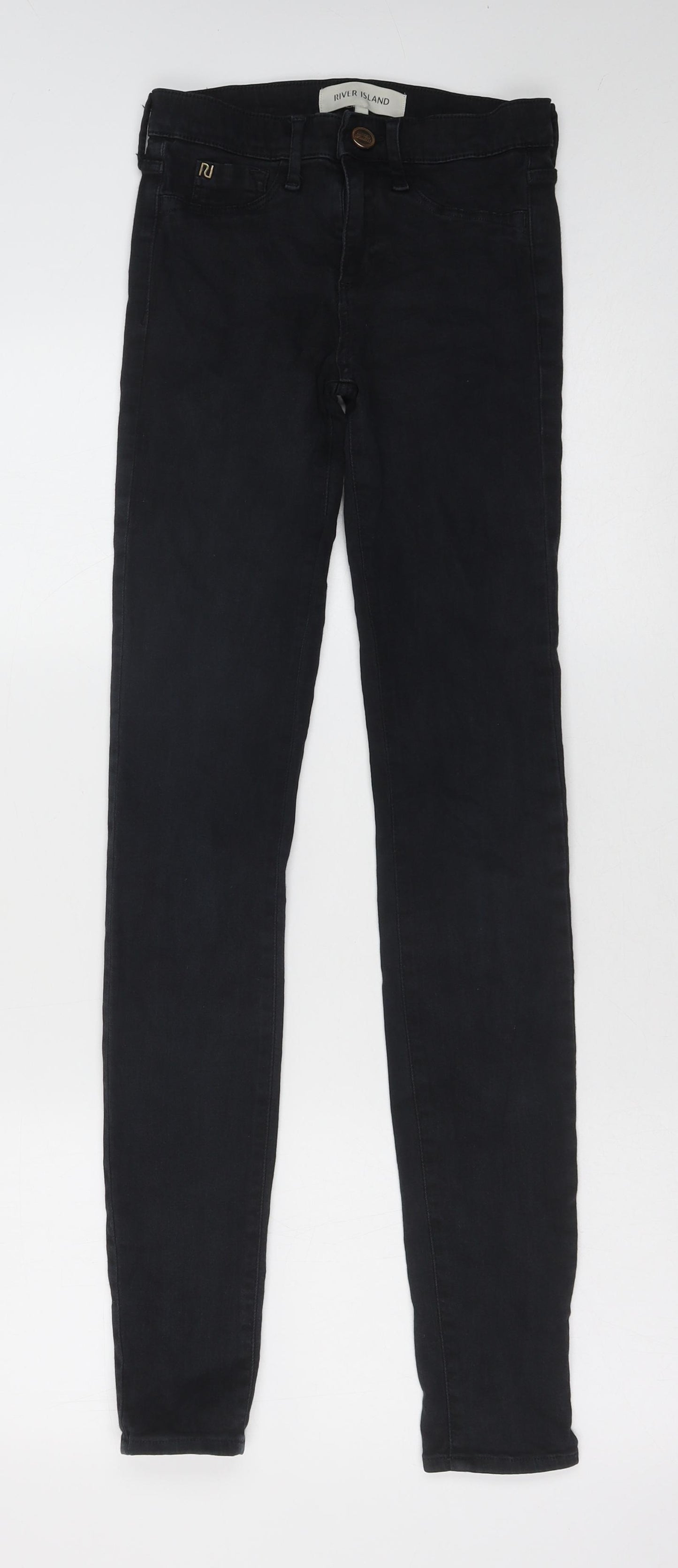 River Island Womens Black Cotton Skinny Jeans Size 6 Regular Button