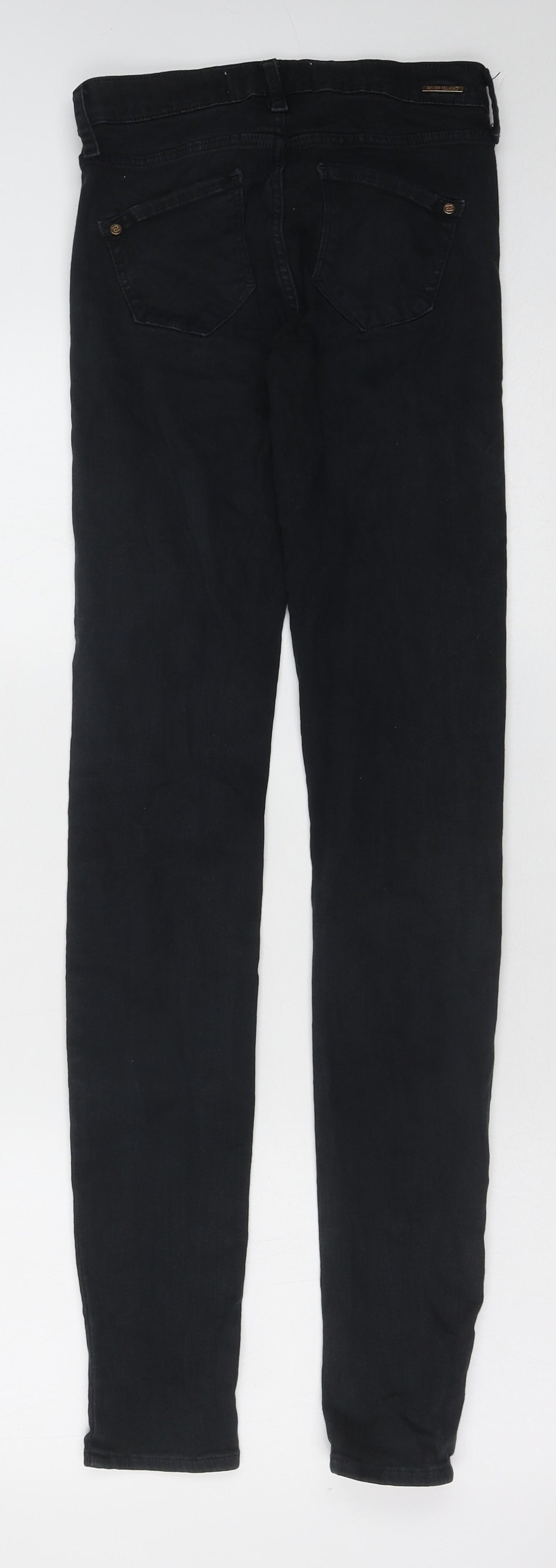 River Island Womens Black Cotton Skinny Jeans Size 6 Regular Button
