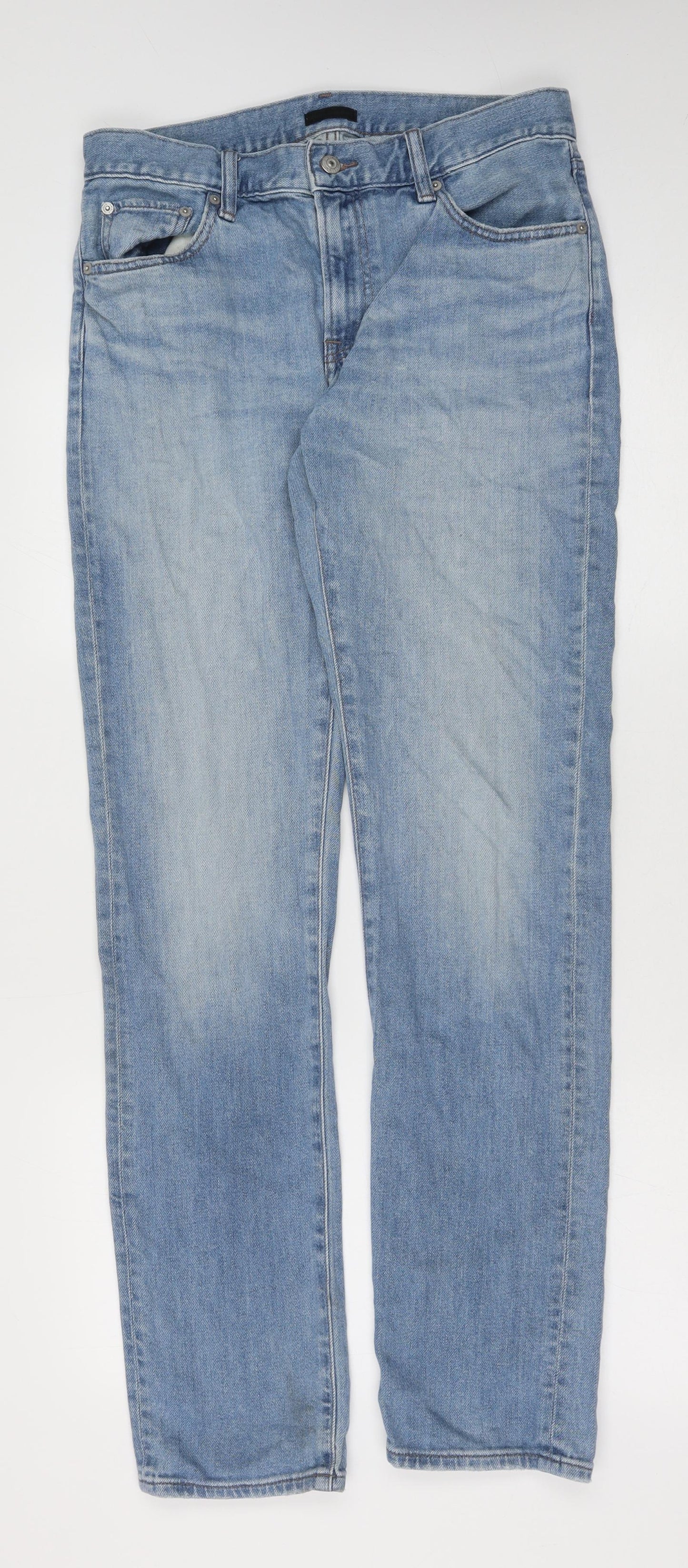 Uniqlo Mens Blue Cotton Straight Jeans Size 34 in Regular Button