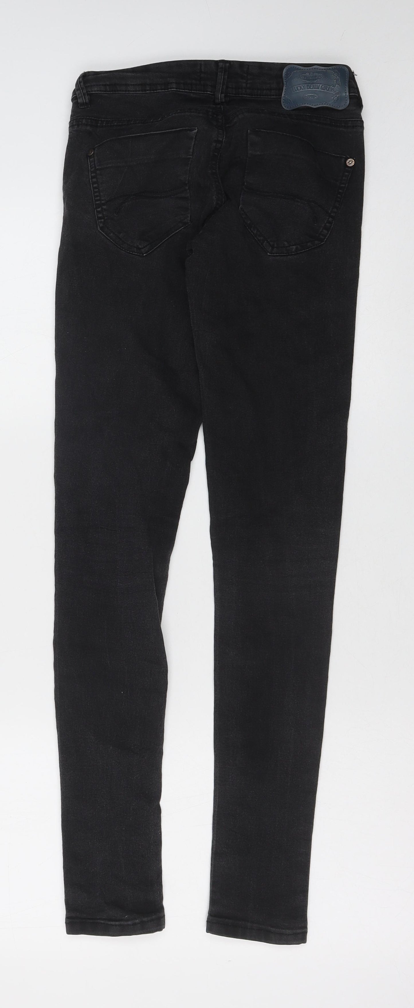 Bershka Womens Black Cotton Skinny Jeans Size 6 Regular Button