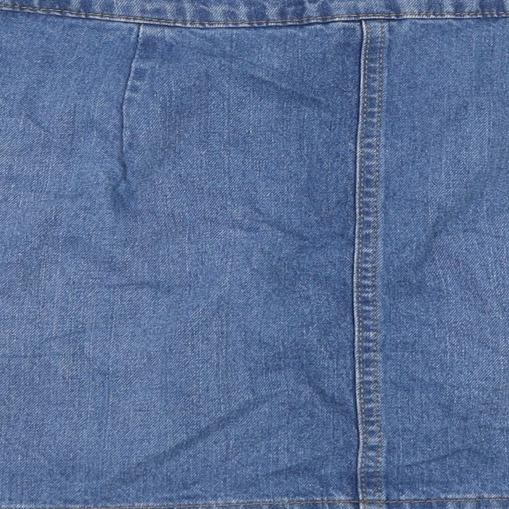 H&M Womens Blue Cotton Mini Skirt Size 16 Button