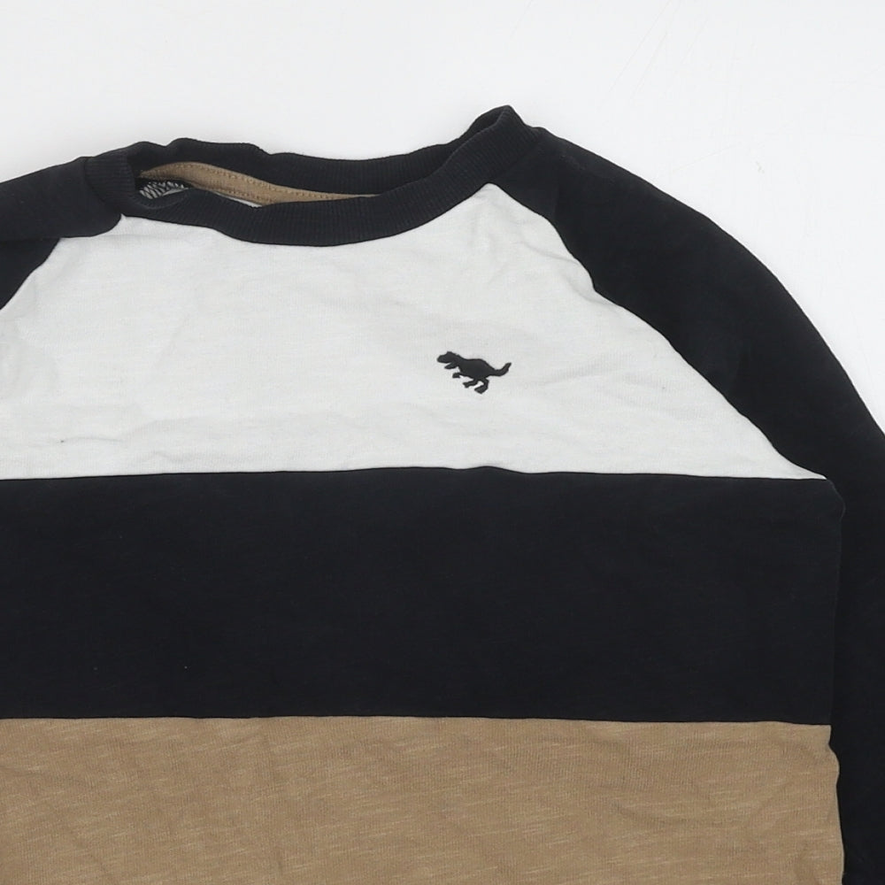 NEXT Boys Multicoloured Colourblock Cotton Pullover Sweatshirt Size 6-7 Years Pullover - Dinosaur Detail