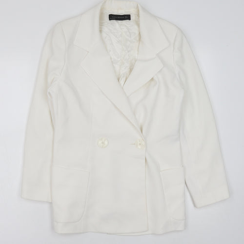 Zara Womens White Polyester Jacket Blazer Size M
