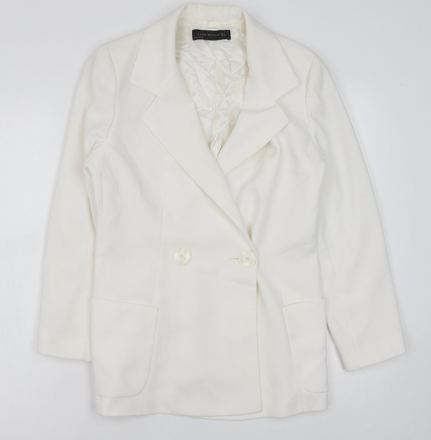 Zara Womens White Polyester Jacket Blazer Size M