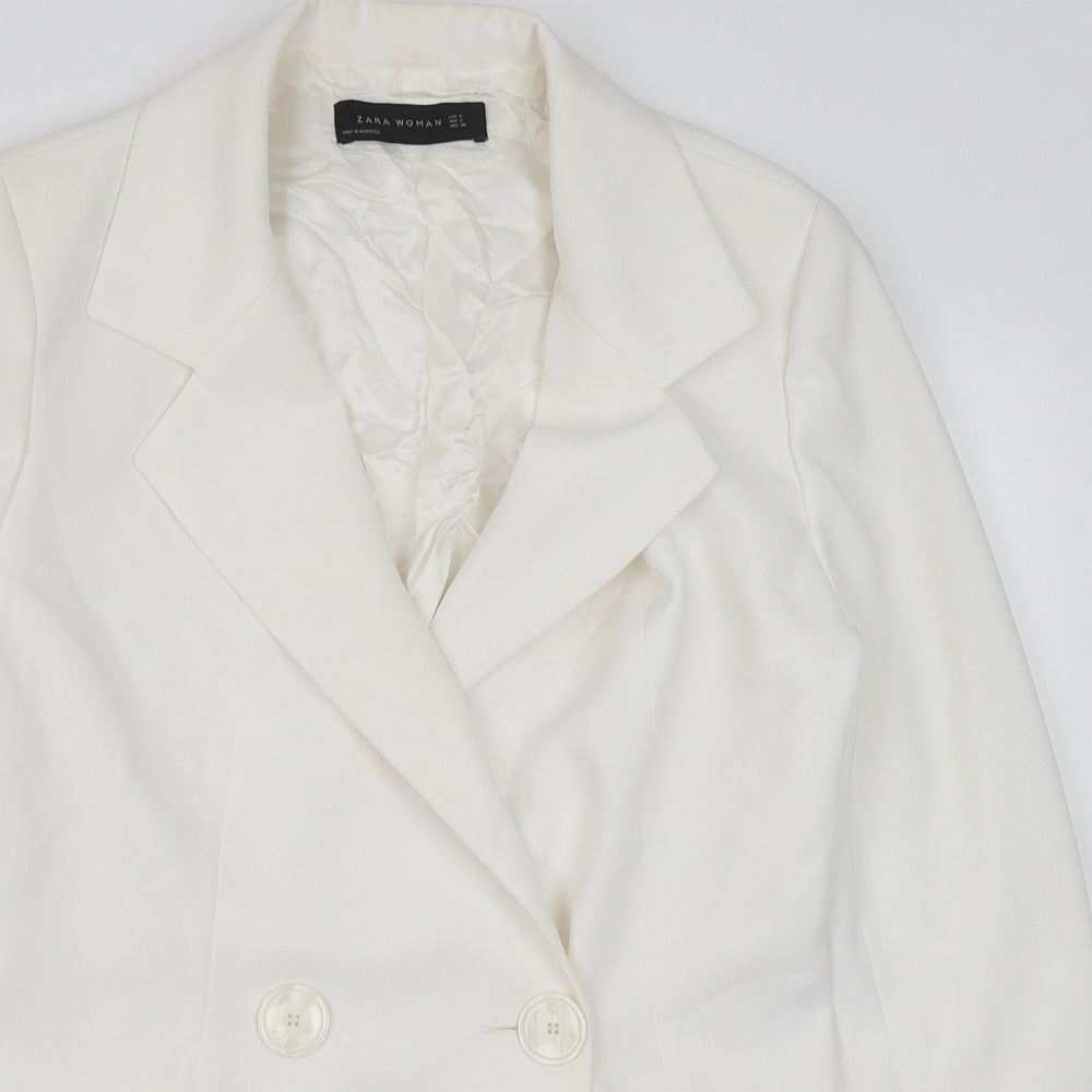 Zara Womens White Polyester Jacket Blazer Size M