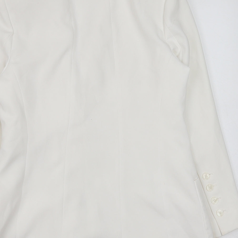 Zara Womens White Polyester Jacket Blazer Size M