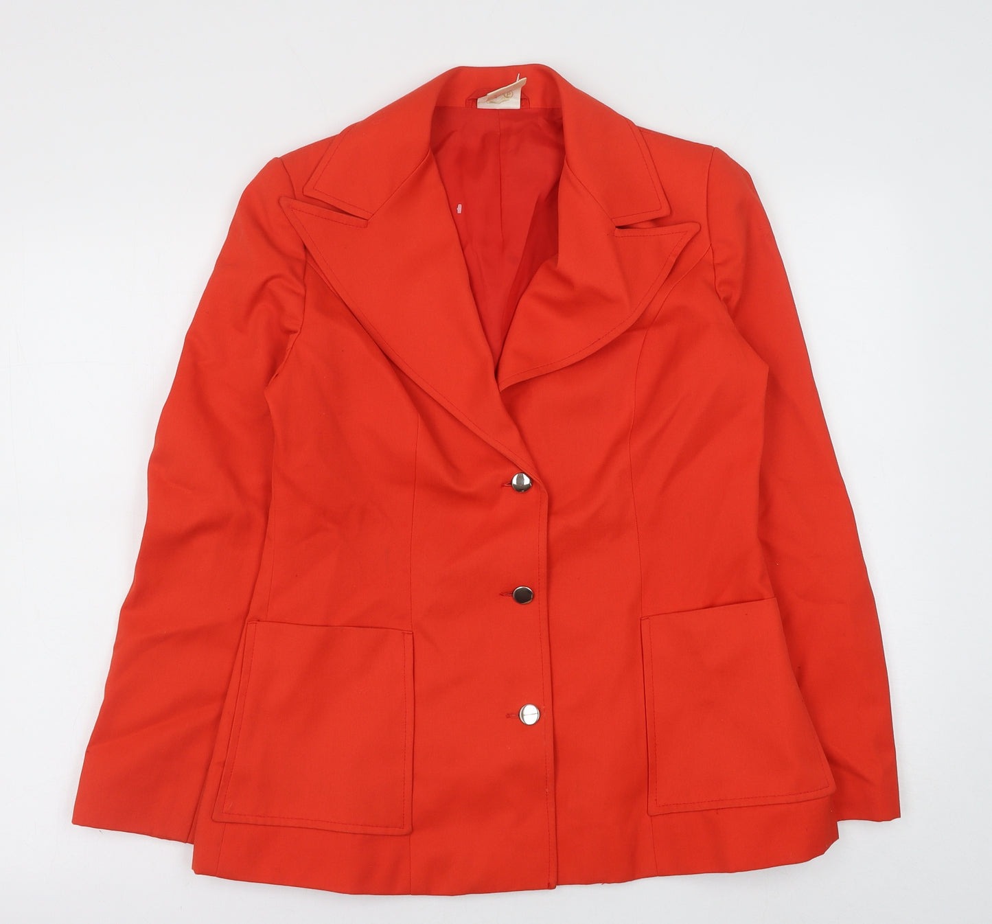 MARKS AND Womens Red Polyester Jacket Blazer Size 14
