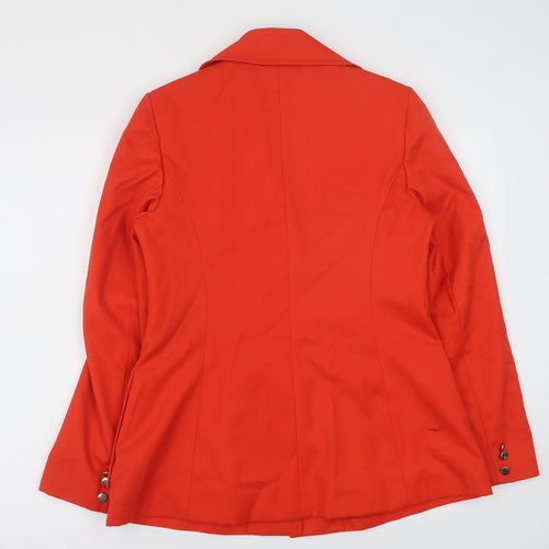 MARKS AND Womens Red Polyester Jacket Blazer Size 14