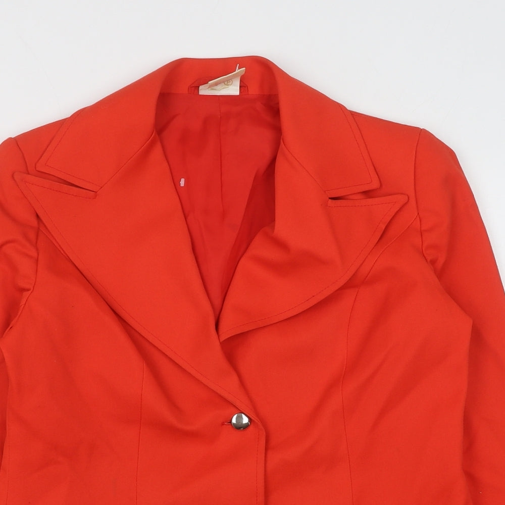 MARKS AND Womens Red Polyester Jacket Blazer Size 14