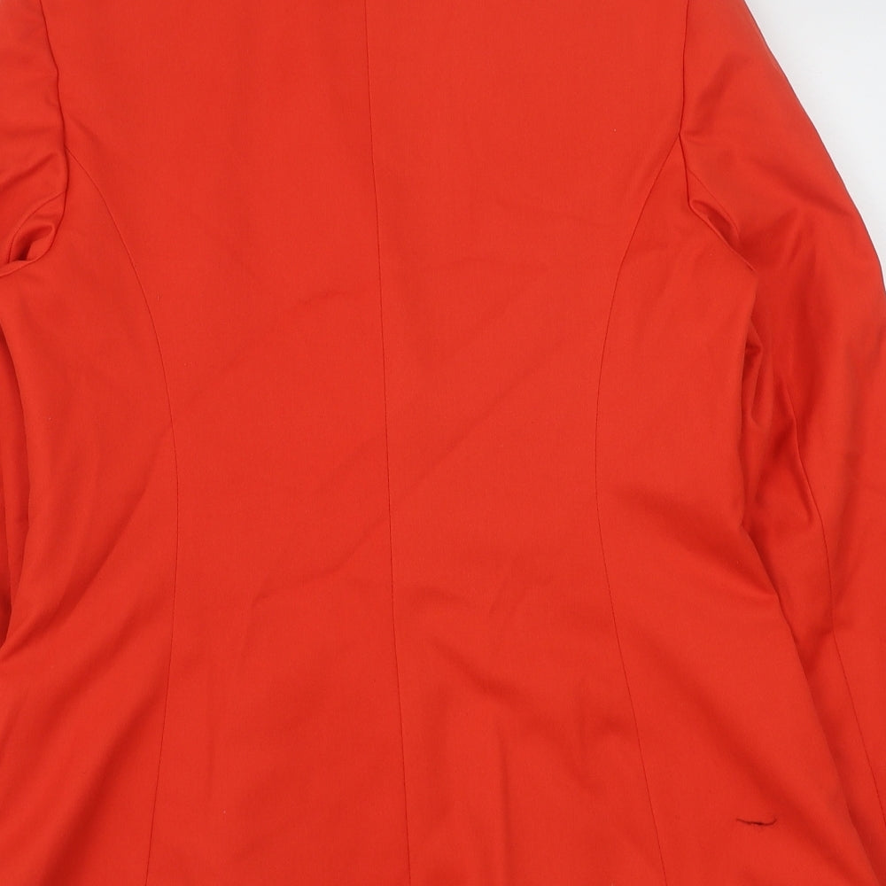 MARKS AND Womens Red Polyester Jacket Blazer Size 14