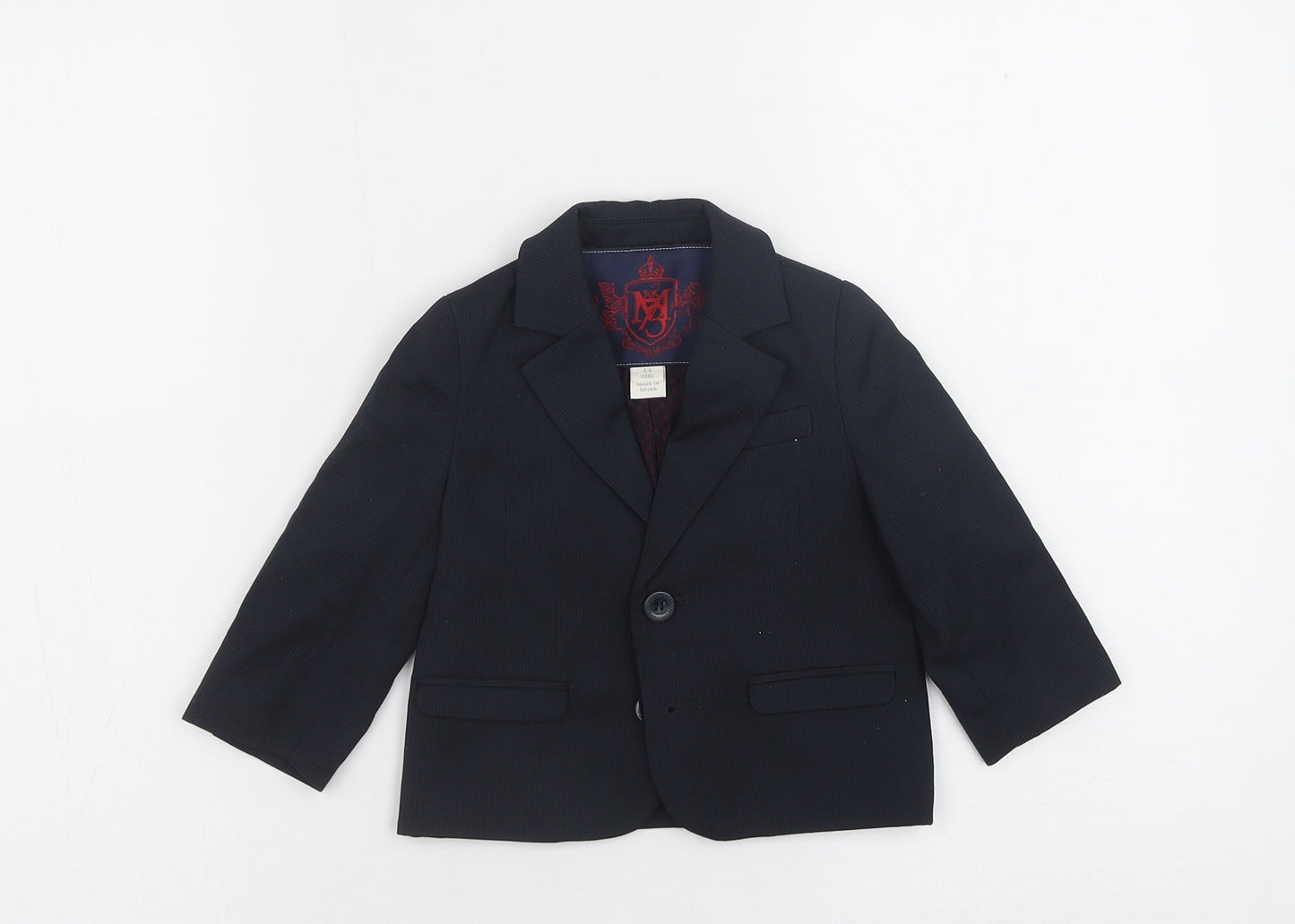 Preworn Boys Black Jacket Blazer Size 3-6 Months Button