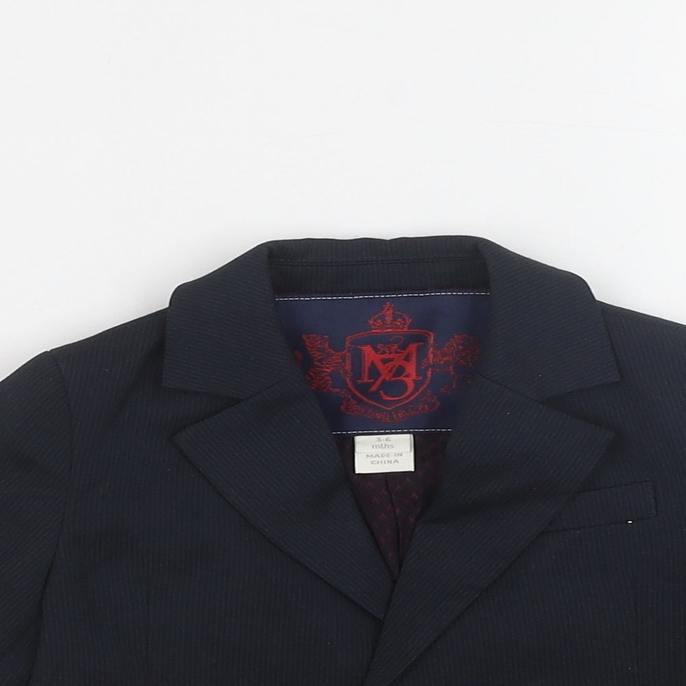 Preworn Boys Black Jacket Blazer Size 3-6 Months Button