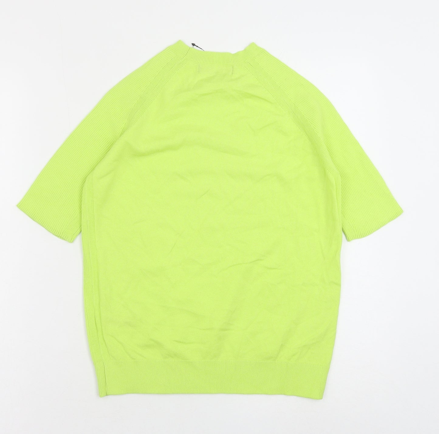 Marks and Spencer Womens Green Cotton Basic T-Shirt Size S Round Neck