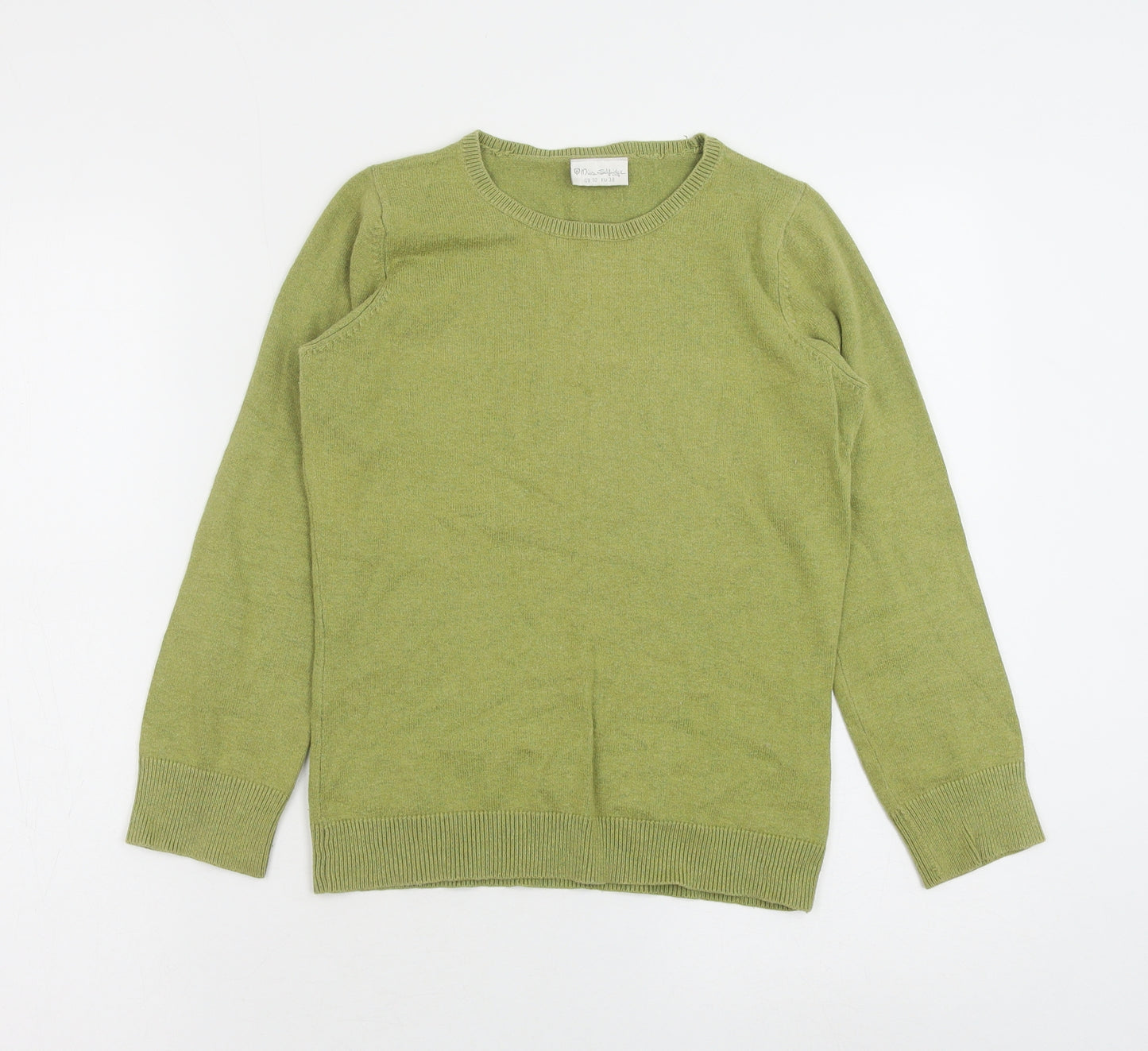 Miss Selfridge Womens Green Round Neck Cotton Pullover Jumper Size 10