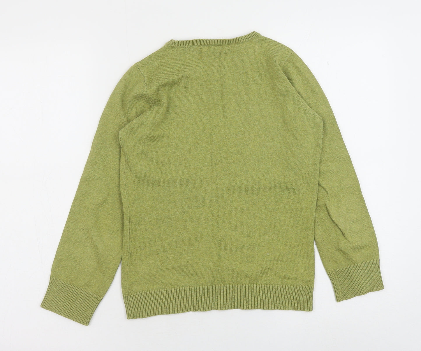 Miss Selfridge Womens Green Round Neck Cotton Pullover Jumper Size 10