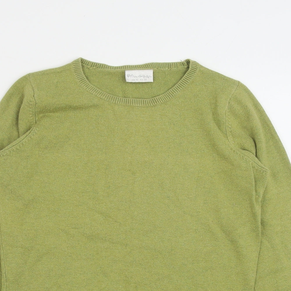 Miss Selfridge Womens Green Round Neck Cotton Pullover Jumper Size 10
