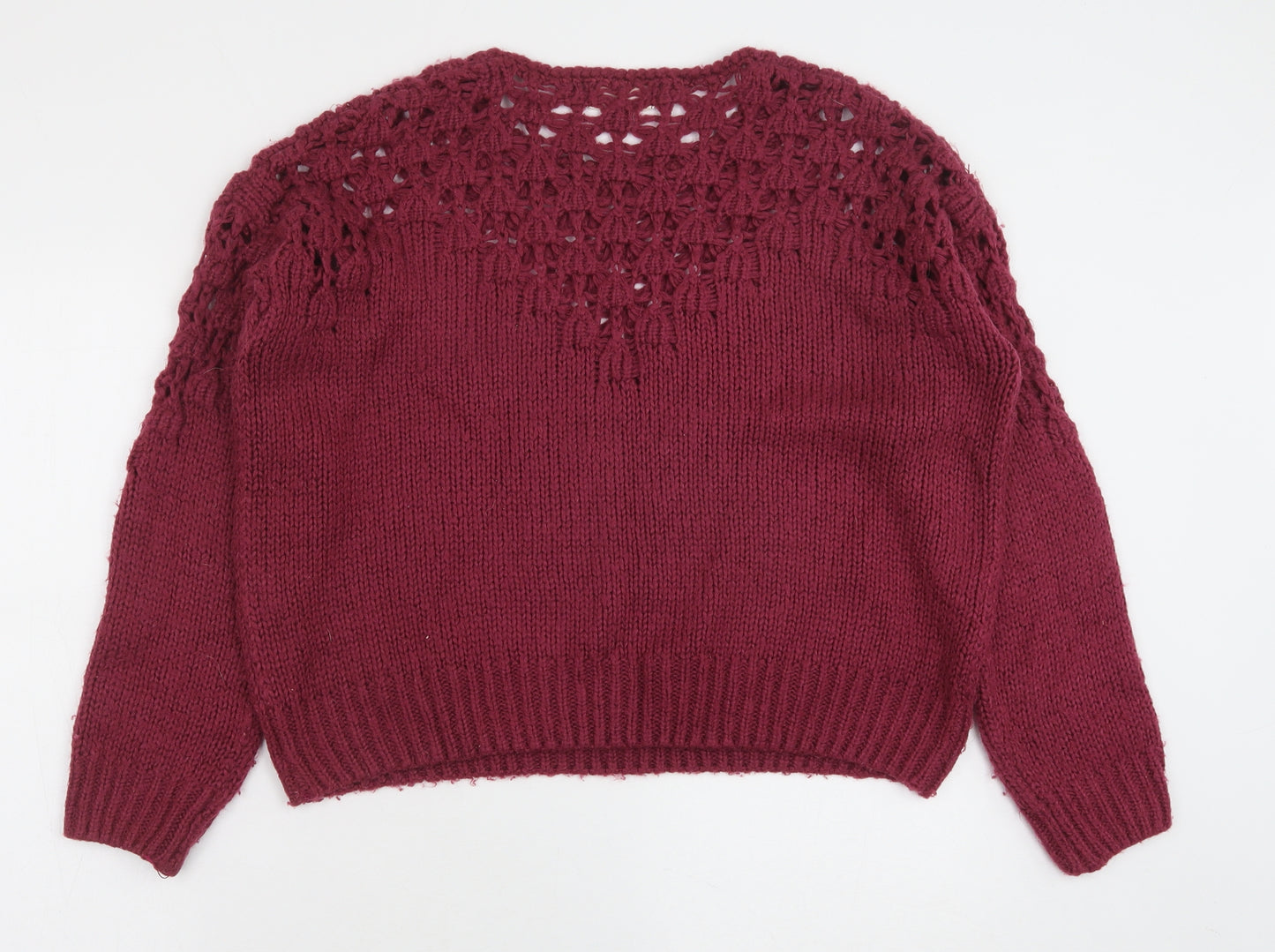 New Look Womens Purple Round Neck Acrylic Pullover Jumper Size 14