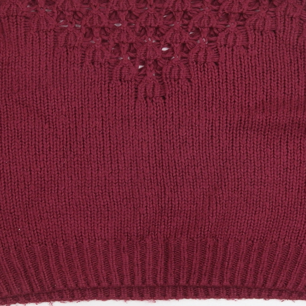 New Look Womens Purple Round Neck Acrylic Pullover Jumper Size 14