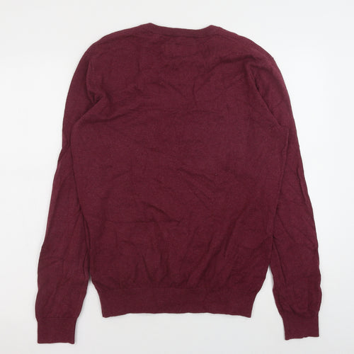 Jack Wills Womens Red V-Neck Cotton Pullover Jumper Size S