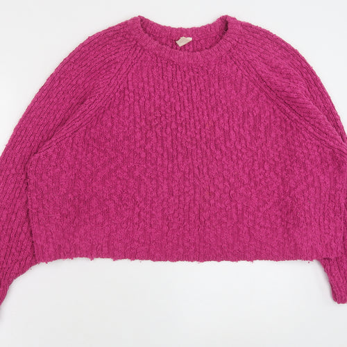 Littlewoods Womens Pink Round Neck Acrylic Pullover Jumper Size 18