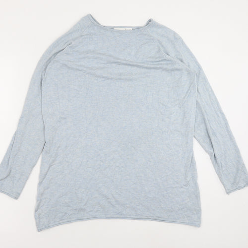 Only Carmakoma Womens Blue Round Neck Acrylic Pullover Jumper Size 14