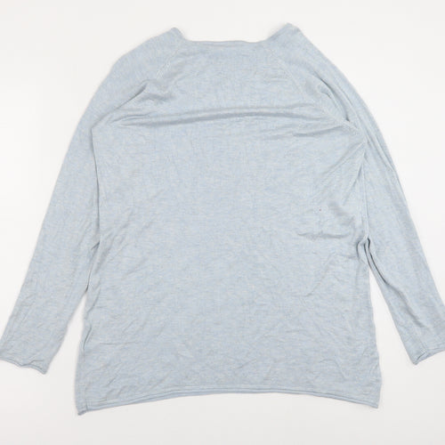 Only Carmakoma Womens Blue Round Neck Acrylic Pullover Jumper Size 14