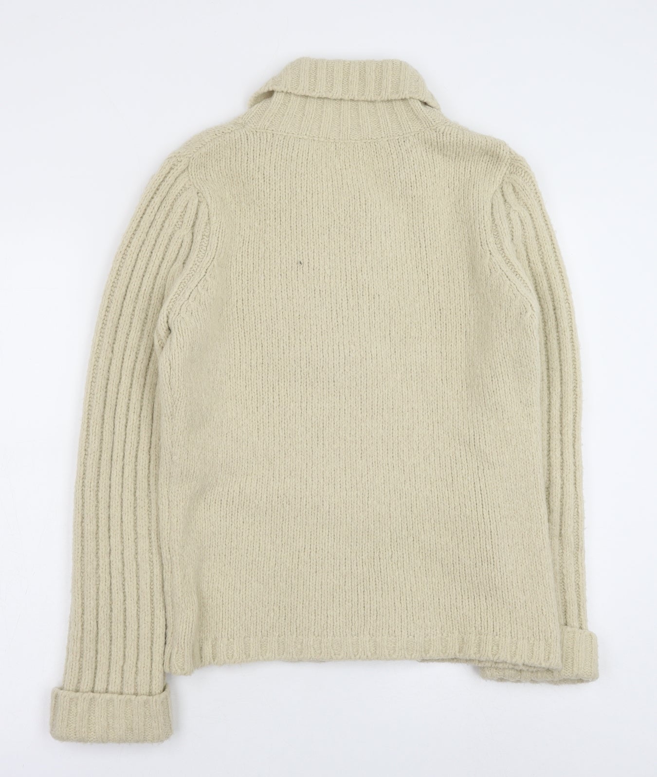 Per Una Womens Beige Collared Acrylic Cardigan Jumper Size M