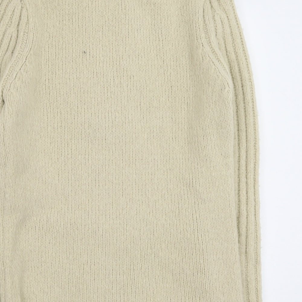 Per Una Womens Beige Collared Acrylic Cardigan Jumper Size M