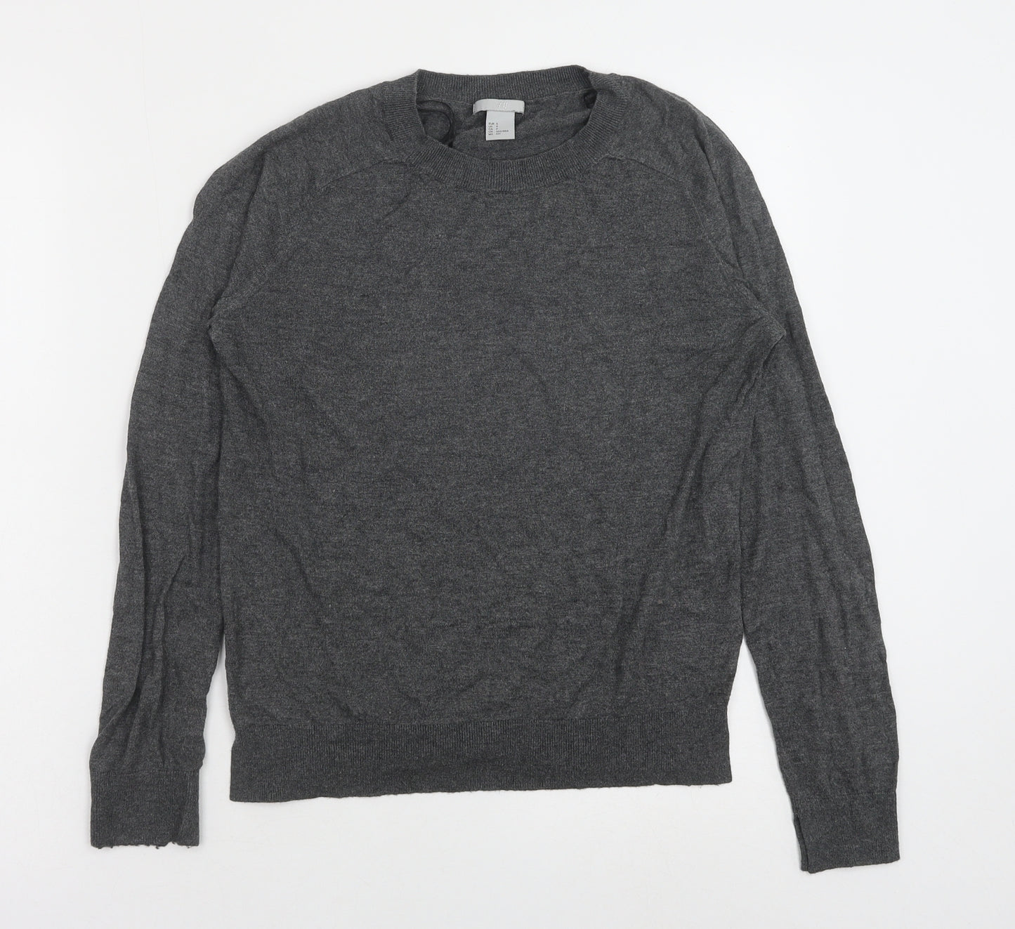 H&M Womens Grey Crew Neck Viscose Pullover Jumper Size S