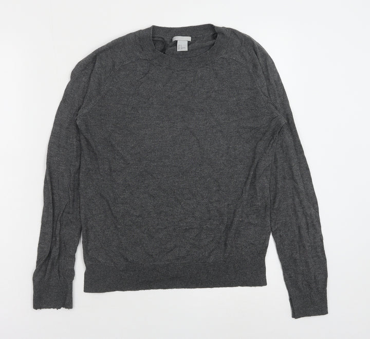 H&M Womens Grey Crew Neck Viscose Pullover Jumper Size S