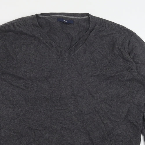 Gap Womens Grey V-Neck Cotton Pullover Jumper Size XS