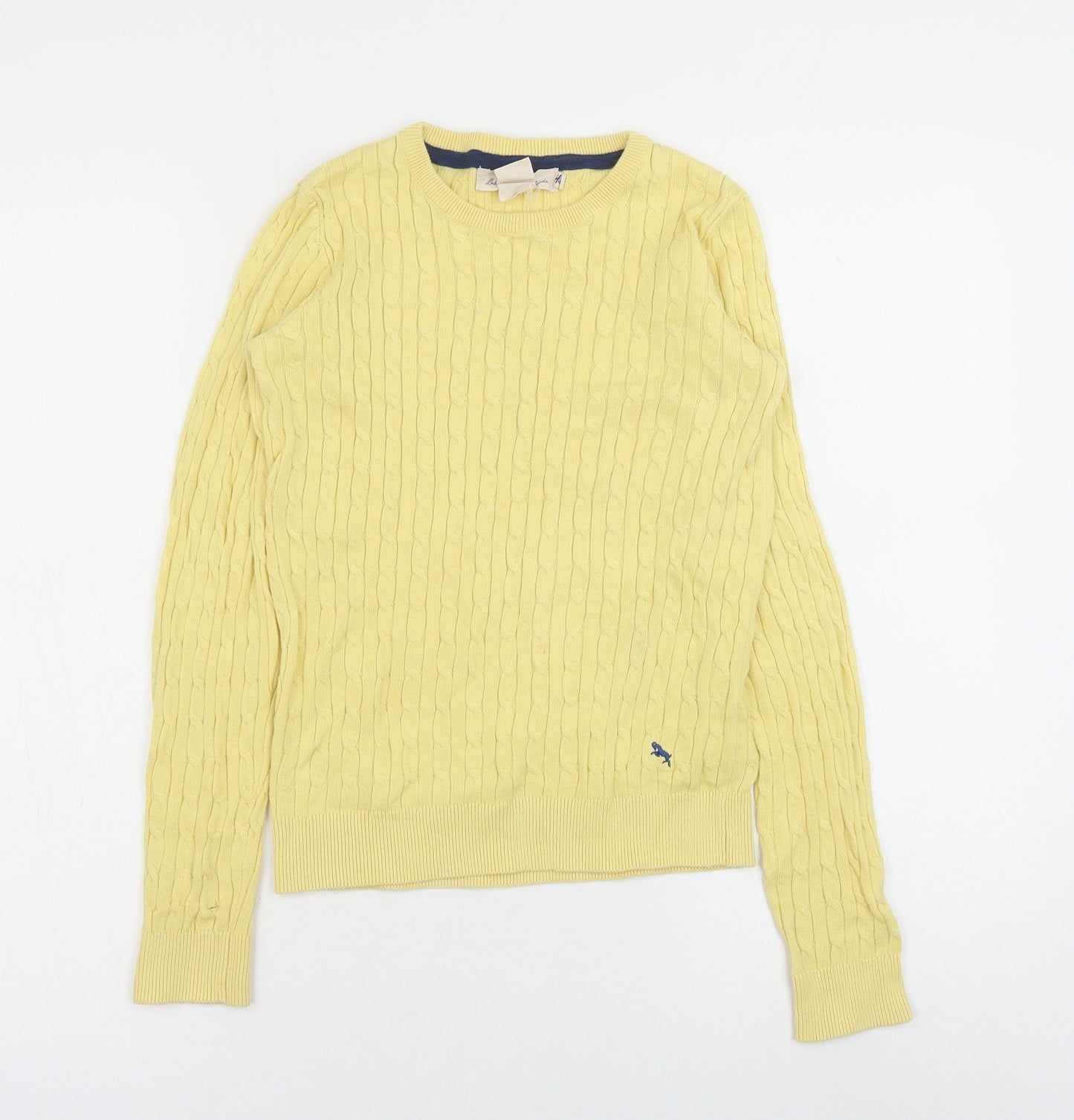 H&M Girls Yellow Round Neck Cotton Pullover Jumper Size 9-10 Years Pullover