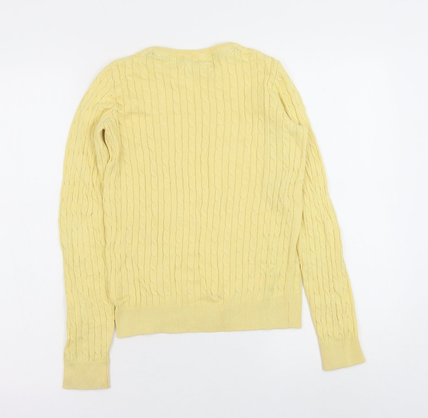 H&M Girls Yellow Round Neck Cotton Pullover Jumper Size 9-10 Years Pullover