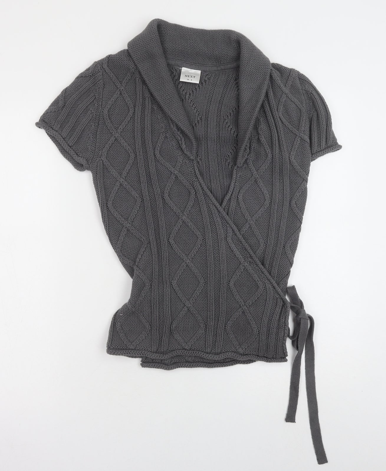 NEXT Womens Grey V-Neck Cotton Cardigan Jumper Size 8
