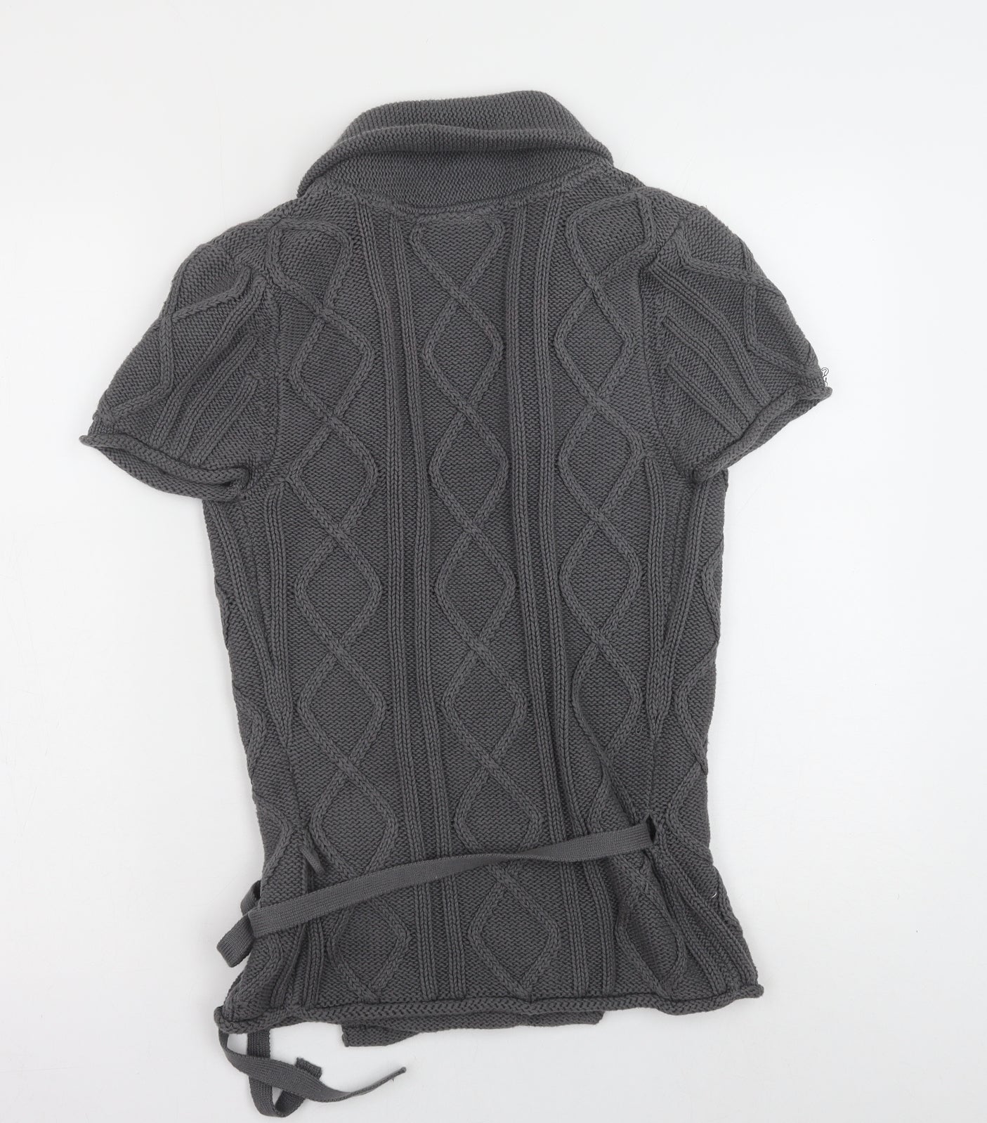 NEXT Womens Grey V-Neck Cotton Cardigan Jumper Size 8