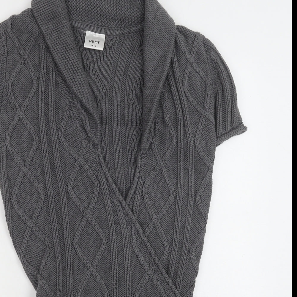 NEXT Womens Grey V-Neck Cotton Cardigan Jumper Size 8