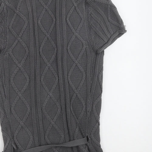 NEXT Womens Grey V-Neck Cotton Cardigan Jumper Size 8