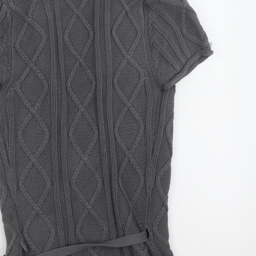NEXT Womens Grey V-Neck Cotton Cardigan Jumper Size 8