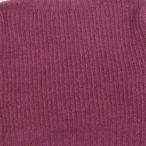 SO Womens Purple V-Neck Polyester Pullover Jumper Size S