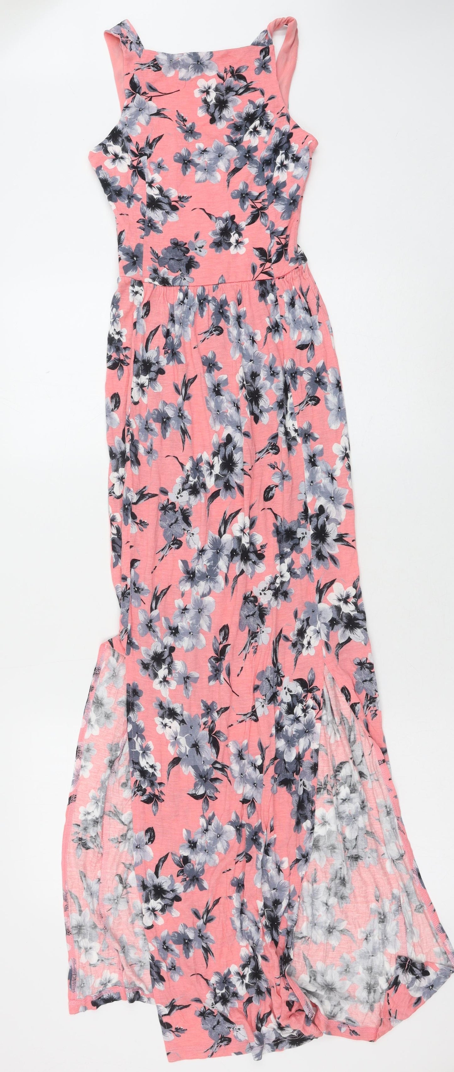 Miss Selfridge Womens Pink Floral Viscose A-Line Size 4XL Boat Neck Pullover