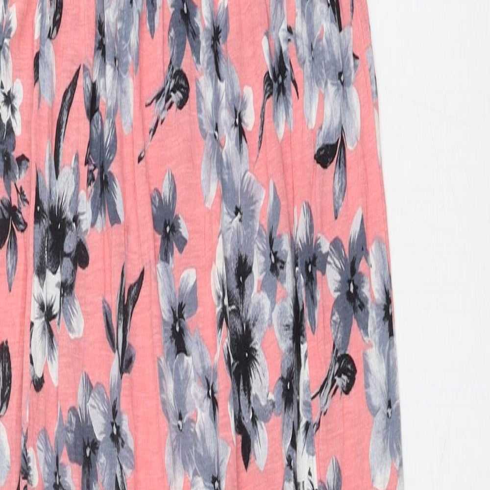Miss Selfridge Womens Pink Floral Viscose A-Line Size 4XL Boat Neck Pullover