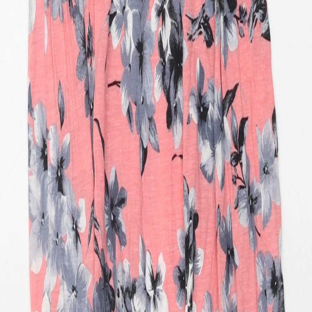 Miss Selfridge Womens Pink Floral Viscose A-Line Size 4XL Boat Neck Pullover